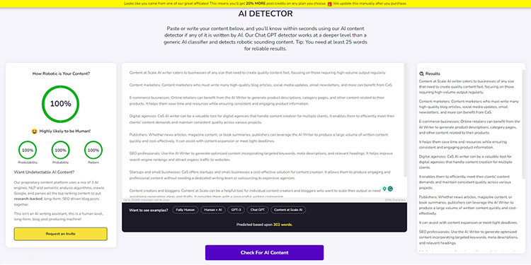 Content at Scale AI Detector