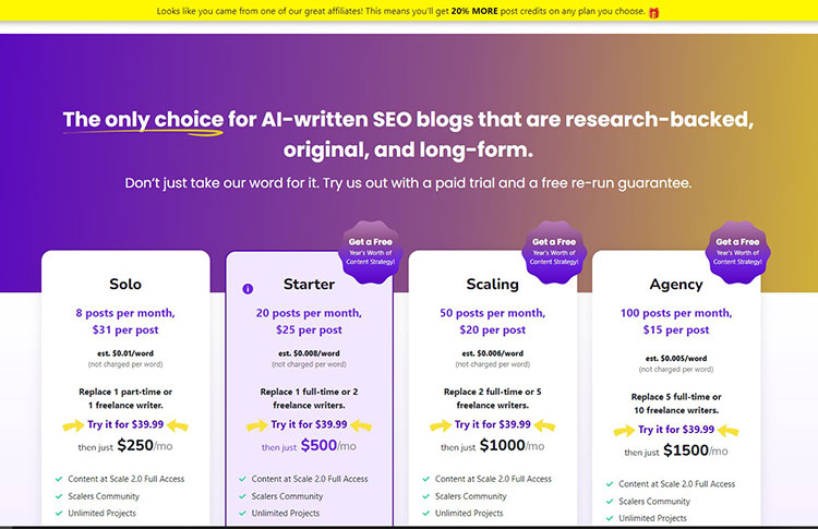 Content at Scale Pricing